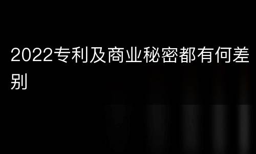 2022专利及商业秘密都有何差别