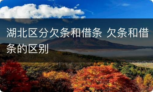 湖北区分欠条和借条 欠条和借条的区别