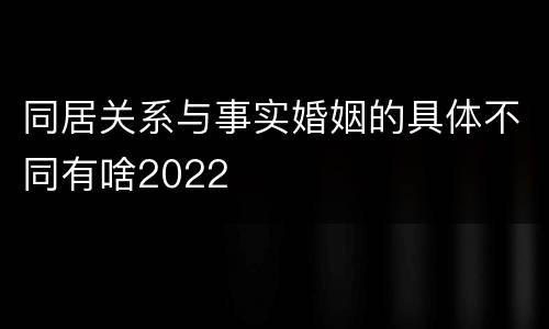 同居关系与事实婚姻的具体不同有啥2022