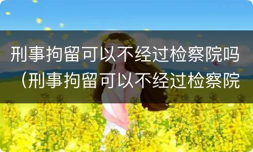 刑事拘留可以不经过检察院吗（刑事拘留可以不经过检察院吗）