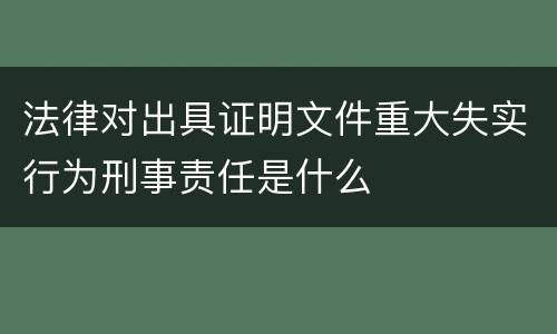 法律对出具证明文件重大失实行为刑事责任是什么