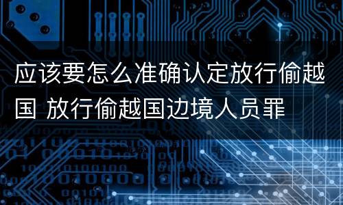 应该要怎么准确认定放行偷越国 放行偷越国边境人员罪