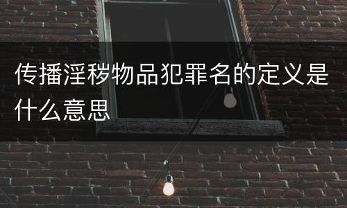 传播淫秽物品犯罪名的定义是什么意思