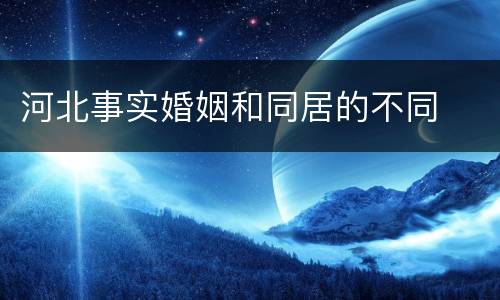河北事实婚姻和同居的不同