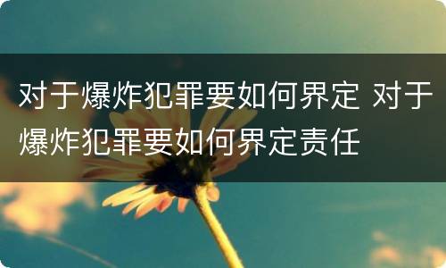 对于爆炸犯罪要如何界定 对于爆炸犯罪要如何界定责任