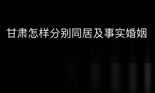 甘肃怎样分别同居及事实婚姻