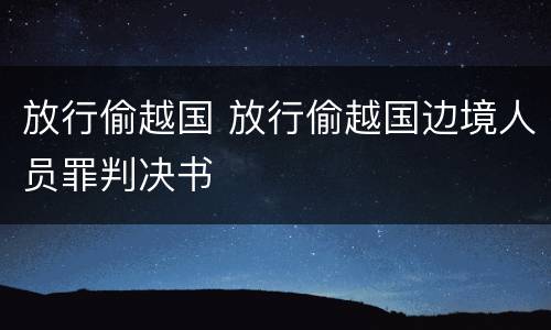 放行偷越国 放行偷越国边境人员罪判决书