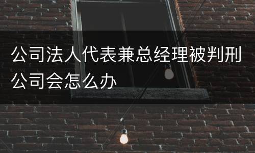 公司法人代表兼总经理被判刑公司会怎么办