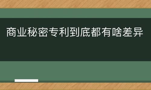 商业秘密专利到底都有啥差异