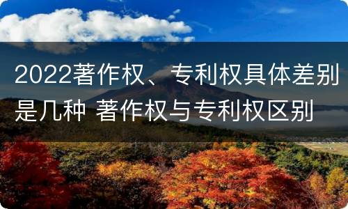 2022著作权、专利权具体差别是几种 著作权与专利权区别