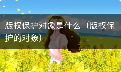 版权保护对象是什么（版权保护的对象）