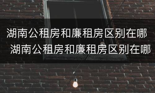 湖南公租房和廉租房区别在哪 湖南公租房和廉租房区别在哪里