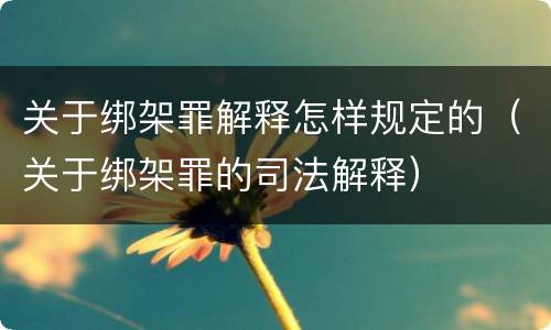关于绑架罪解释怎样规定的（关于绑架罪的司法解释）