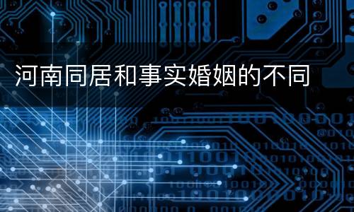 河南同居和事实婚姻的不同