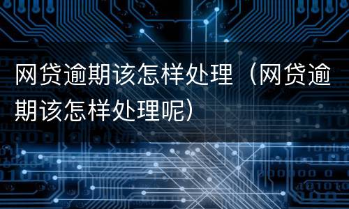 网贷逾期该怎样处理（网贷逾期该怎样处理呢）