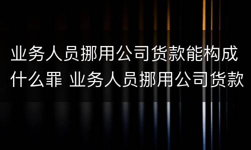 业务人员挪用公司货款能构成什么罪 业务人员挪用公司货款能构成什么罪