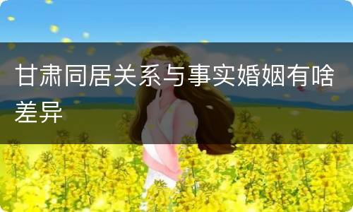 甘肃同居关系与事实婚姻有啥差异