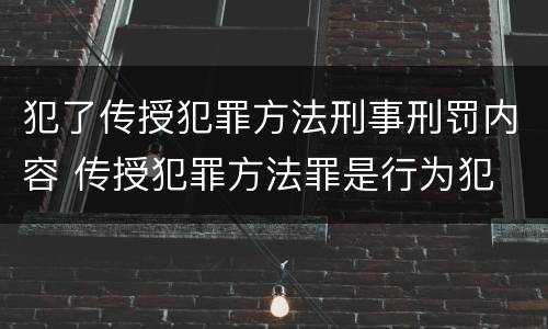 犯了传授犯罪方法刑事刑罚内容 传授犯罪方法罪是行为犯