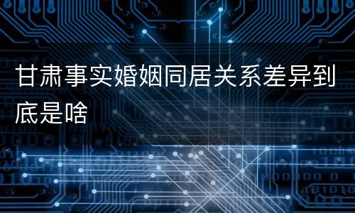 甘肃事实婚姻同居关系差异到底是啥