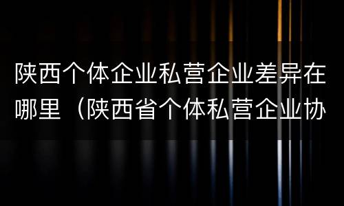 陕西个体企业私营企业差异在哪里（陕西省个体私营企业协会）