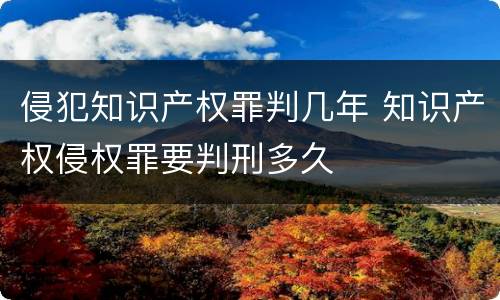 侵犯知识产权罪判几年 知识产权侵权罪要判刑多久
