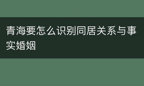 青海要怎么识别同居关系与事实婚姻