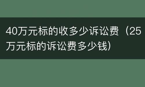 40万元标的收多少诉讼费（25万元标的诉讼费多少钱）