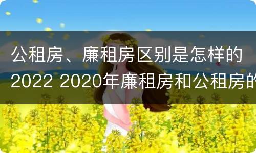 公租房、廉租房区别是怎样的2022 2020年廉租房和公租房的区别