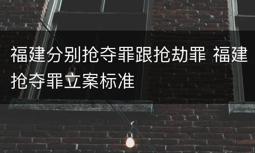 福建分别抢夺罪跟抢劫罪 福建抢夺罪立案标准