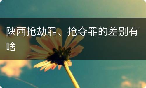 陕西抢劫罪、抢夺罪的差别有啥