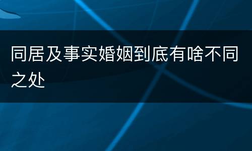 同居及事实婚姻到底有啥不同之处