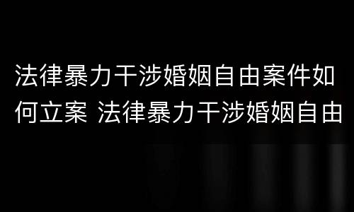 法律暴力干涉婚姻自由案件如何立案 法律暴力干涉婚姻自由案件如何立案的