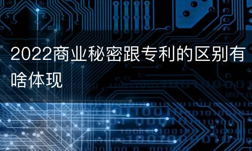 2022商业秘密跟专利的区别有啥体现