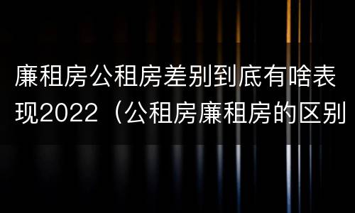 廉租房公租房差别到底有啥表现2022（公租房廉租房的区别）