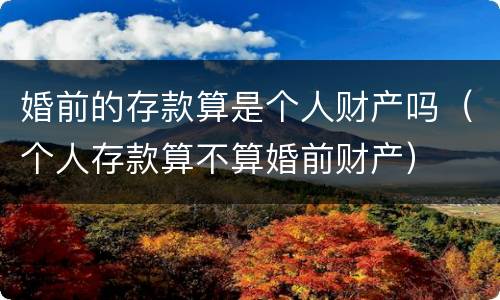 婚前的存款算是个人财产吗（个人存款算不算婚前财产）