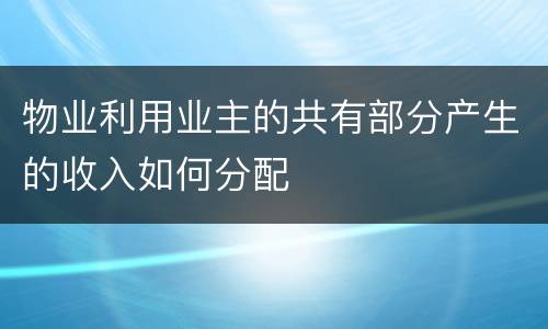 物业利用业主的共有部分产生的收入如何分配