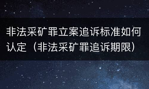 非法采矿罪立案追诉标准如何认定（非法采矿罪追诉期限）