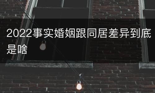 2022事实婚姻跟同居差异到底是啥