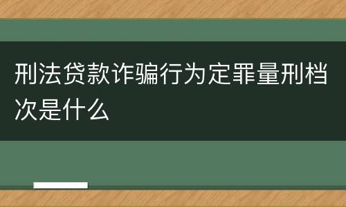 刑法贷款诈骗行为定罪量刑档次是什么