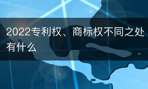 2022专利权、商标权不同之处有什么