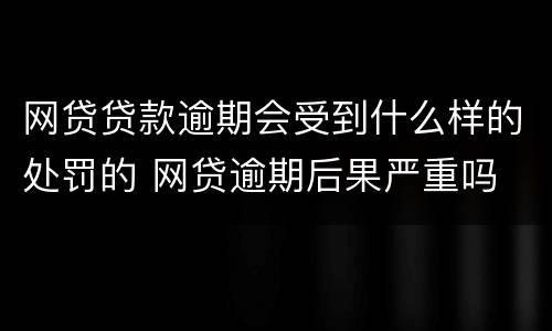 网贷贷款逾期会受到什么样的处罚的 网贷逾期后果严重吗