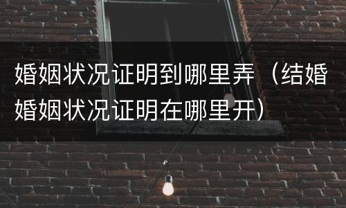 婚姻状况证明到哪里弄（结婚婚姻状况证明在哪里开）