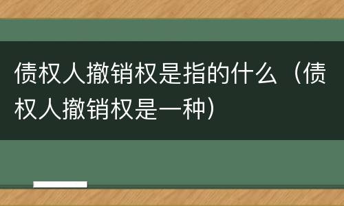 债权人撤销权是指的什么（债权人撤销权是一种）