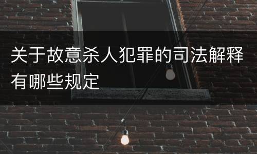 关于故意杀人犯罪的司法解释有哪些规定