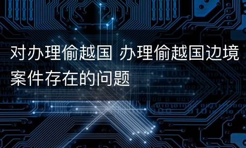 对办理偷越国 办理偷越国边境案件存在的问题