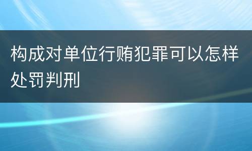 构成对单位行贿犯罪可以怎样处罚判刑