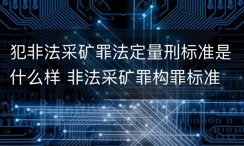 犯非法采矿罪法定量刑标准是什么样 非法采矿罪构罪标准