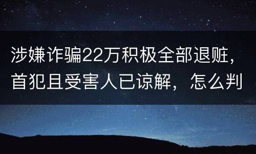 涉嫌诈骗22万积极全部退赃，首犯且受害人已谅解，怎么判决