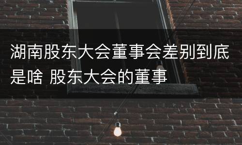 湖南股东大会董事会差别到底是啥 股东大会的董事