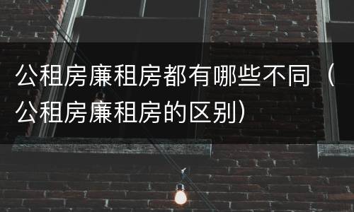 公租房廉租房都有哪些不同（公租房廉租房的区别）